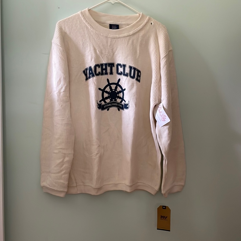 Pink lily Yacht Club Ivory Corded Graphic Sweatshirt